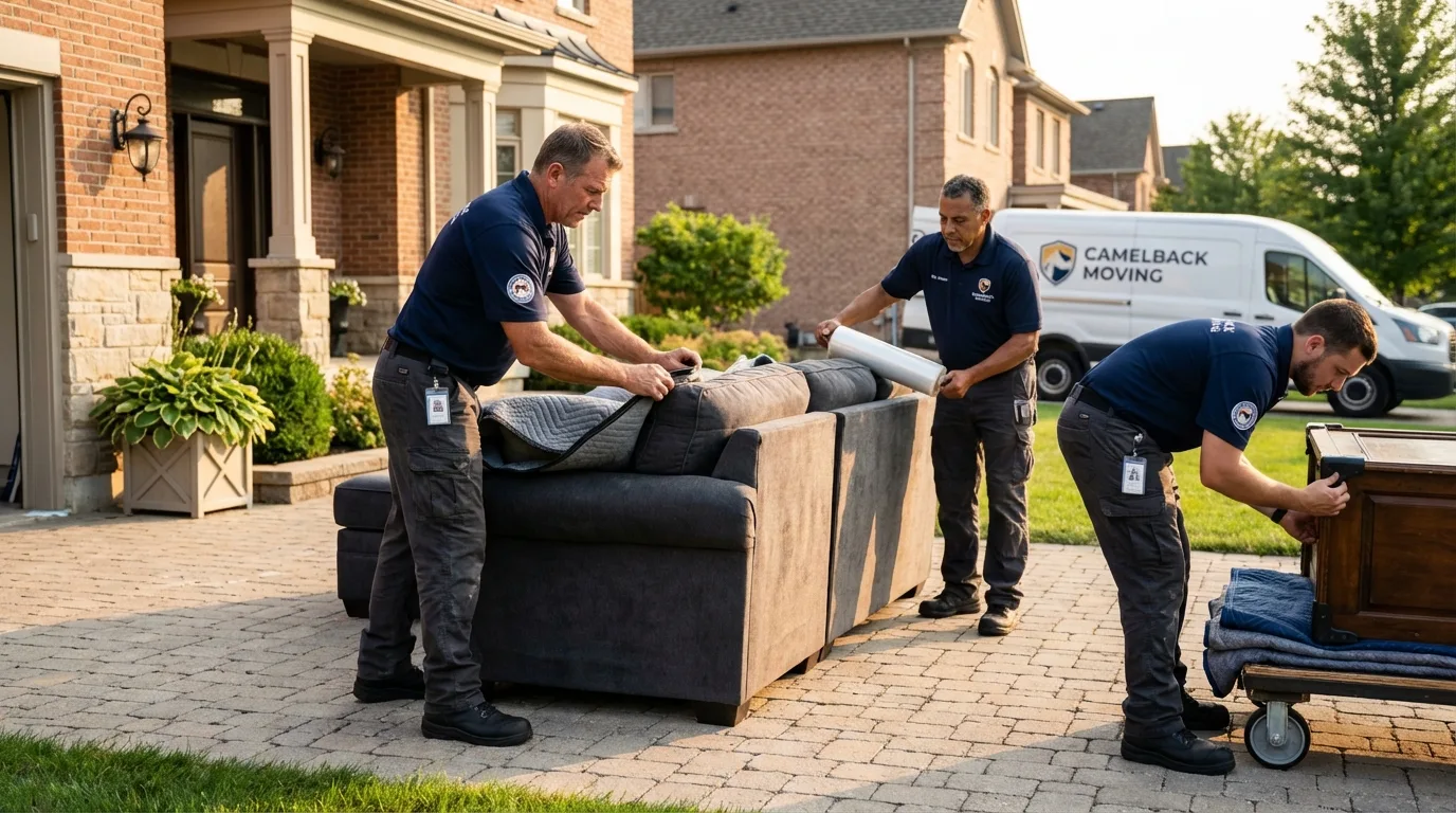 Large estate moving crew wrapping furniture in Harrisburg, NE
