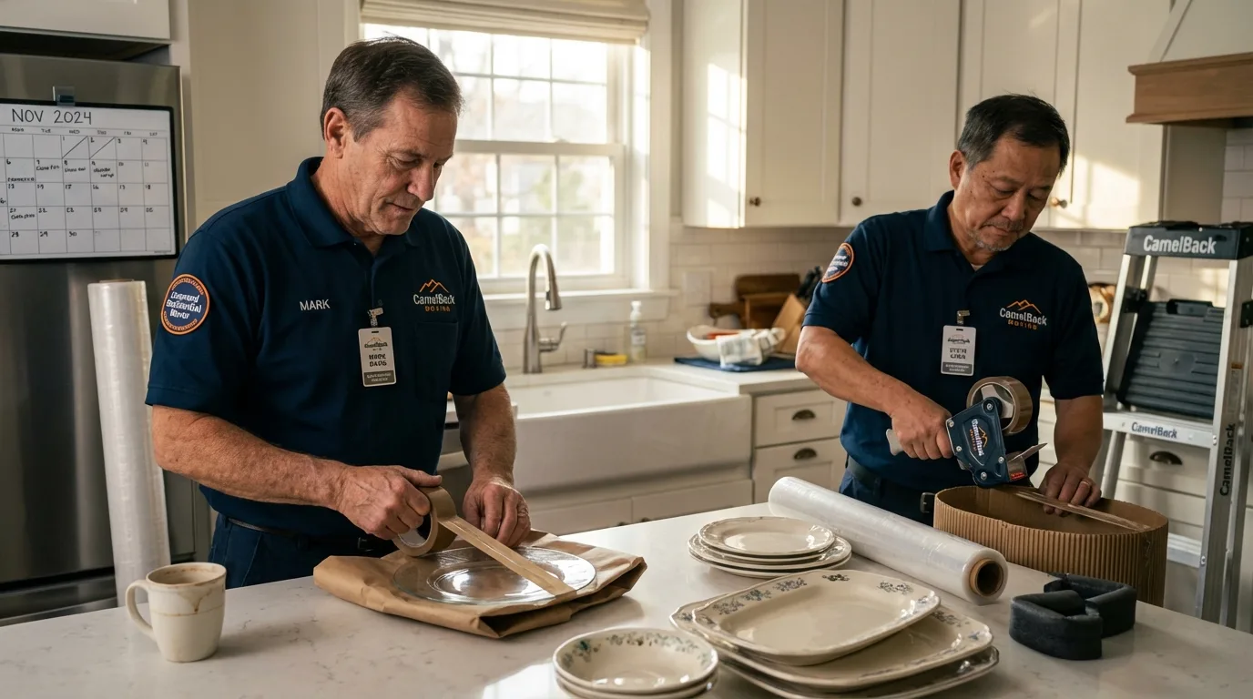 Professional crew packing kitchen dishware in Harrisburg, NE